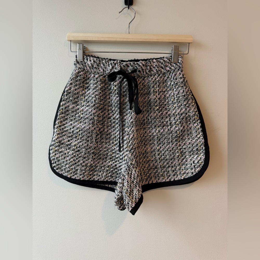 Maje Contrast Tweed Pink High Waisted Shorts - Picture 6 of 8